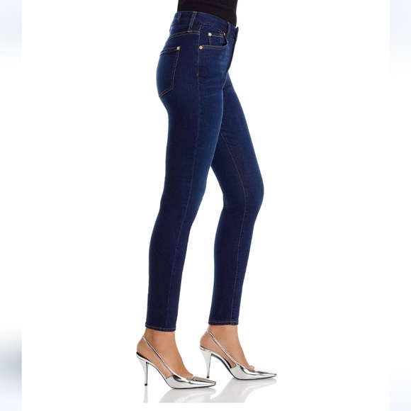 NWT 7 For All Mankind Ankle Skinny Slim Illusion Luxe darkwash Sz 33 sof… - Picture 3 of 12